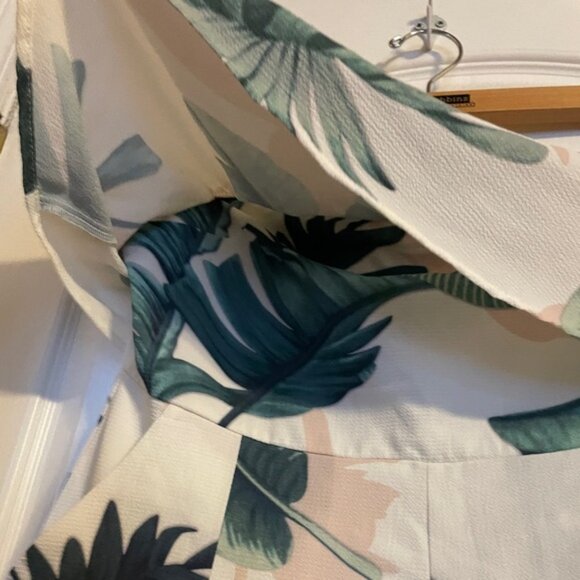 L'atiste Strapless Floral Palm Tree Leaves Romper With Pockets Size Large Beach - Picture 5 of 12